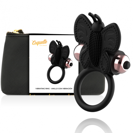COQUETTE COCK RING BUTTERFLY VIBRATOR RING NOIR / OR